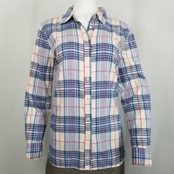 Talbots Tops - TALBOTS Women's Plaid Button Up Shirt Sz L